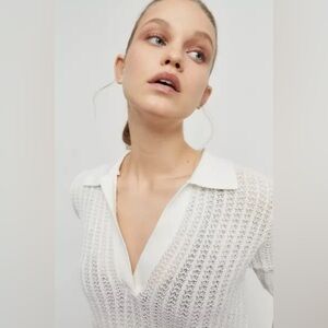 BDG Cream Knit Collared Top Size M